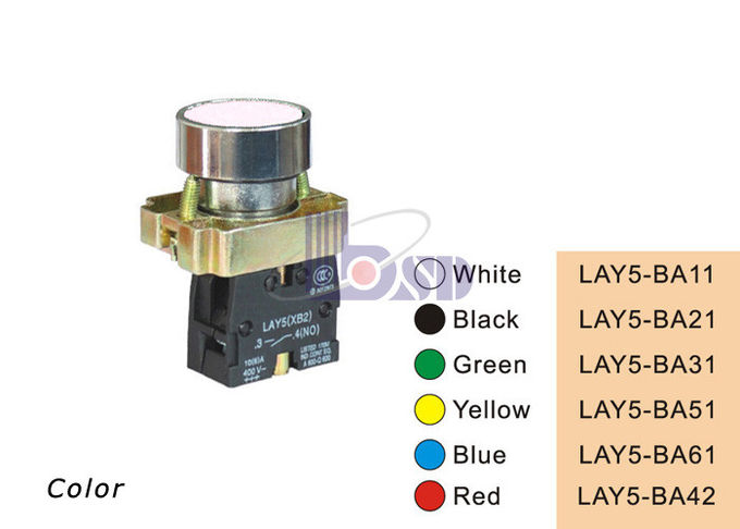 LAY5 (XB2) -BA42 Tombol datar warna merah di pegas untuk panel kontrol
