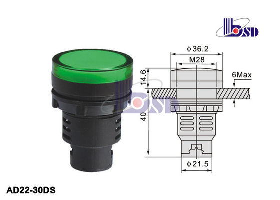 Professional Green Led Indicator Light Led Voltage Indicator AD22-30DS